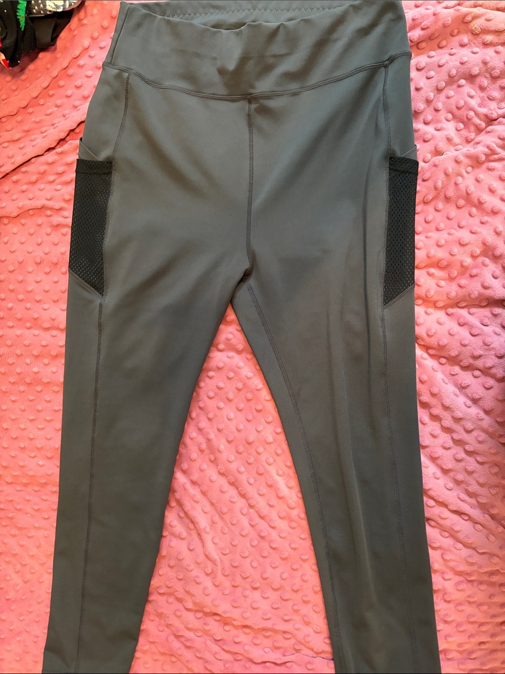 POP Fit Grey High-Waist Leggings with Side Mesh Pockets